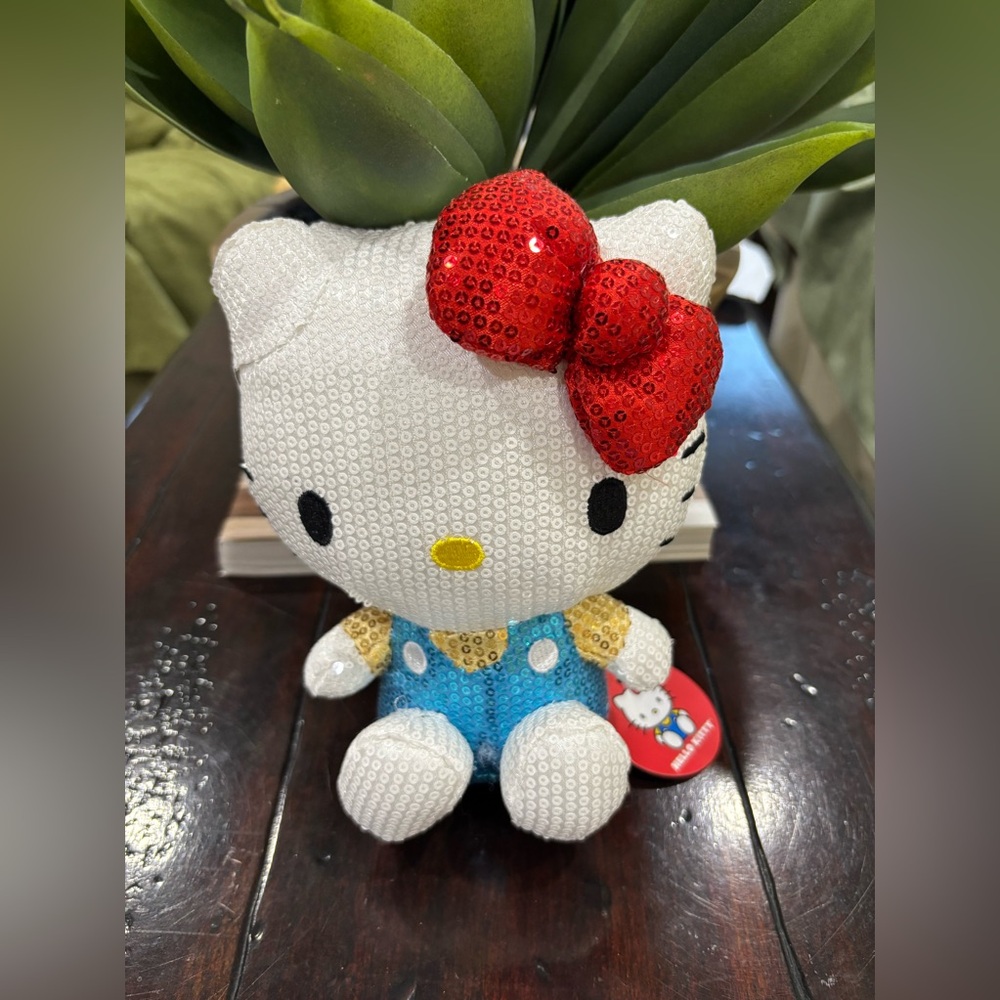 Hello Kitty Sequin Plush with Red Bow